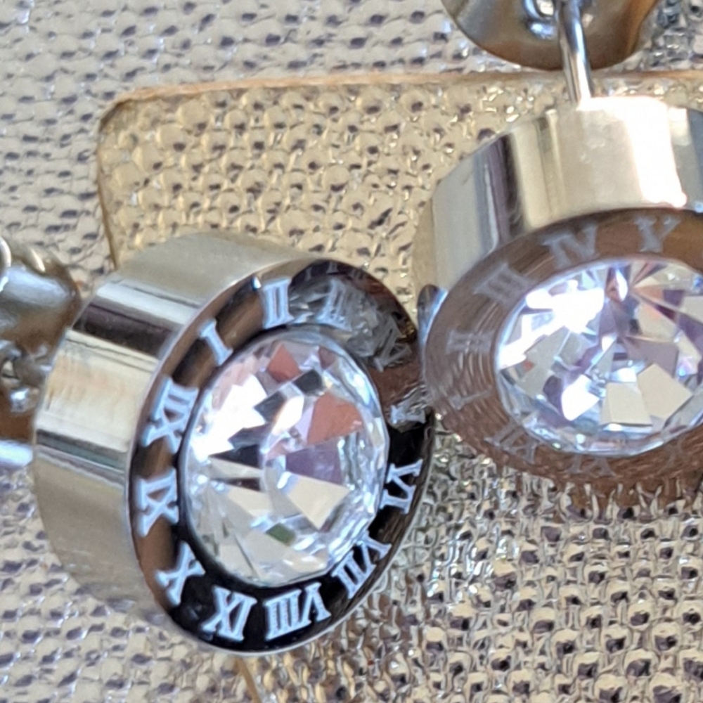 Silver Roman Numeral Designer Style Earrings